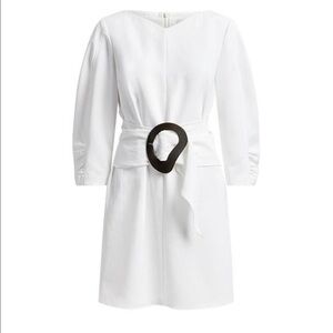 Tibi- NWT White Mini Dress with Oversized Acrylic Belt buckle
